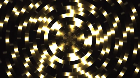 Spinning golden lights create a circular pattern on a dark Stock Footage 339485404