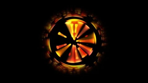 Spinning golden orange light rays in circle Stock Footage 276606213