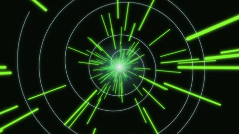 Spinning green light rays in a spiral motion on a dark background Stock Footage 337301601