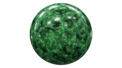 Spinning green marble sphere rendered in UHD Video stock 265844041