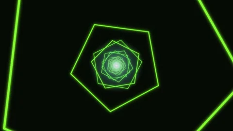 Spinning green shapes move in a circular pattern with light effect Stock Footage 337377688