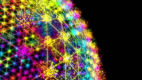 Spinning grid sphere with explosive vertices looped animation static camera Видео 137453105