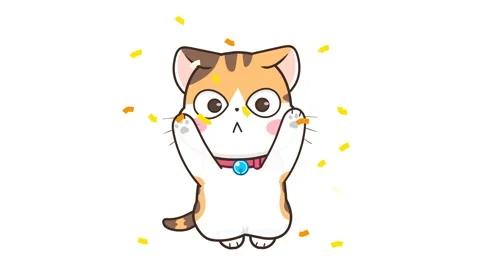 Spinning Hand Raise Cat Dance - White Background Stock Footage 282782807