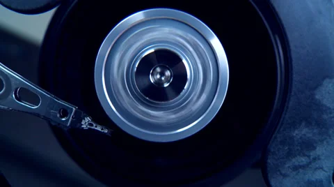 Spinning hard-disc from inside with blue light Stock-Footage 39809905