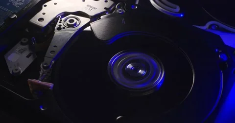 Spinning up Hard Drive reading data and stopping Hard Disk. Hard Drive Stock Footage 132080055