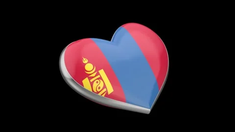 Spinning heart with flag of Mongolia Stock Footage 323614209