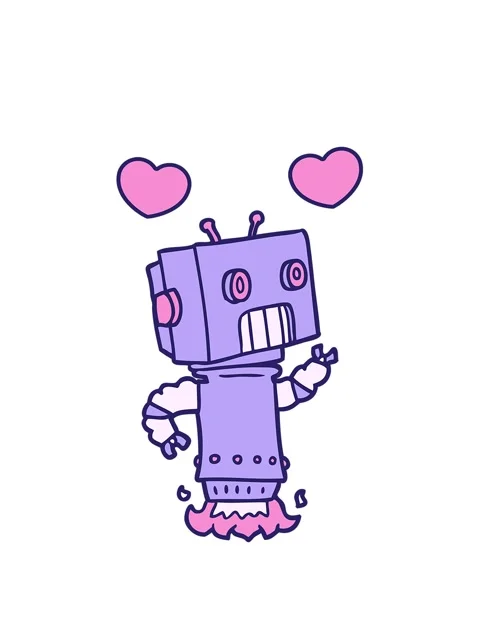 Spinning hearts animation of cartoon android design Stock Footage 324318746
