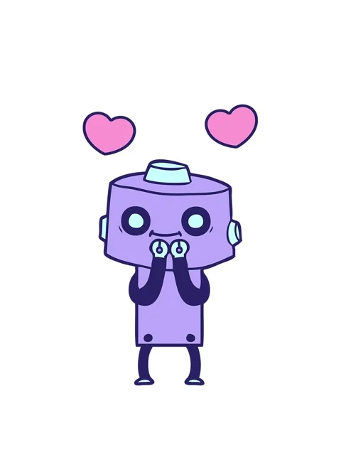 Spinning hearts animation of cartoon android doodle Stock Footage 324401792