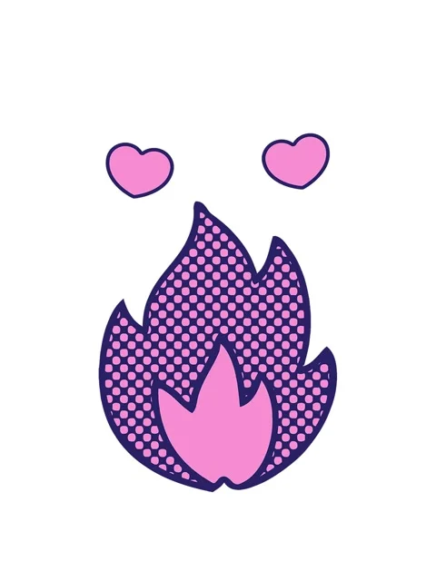Spinning hearts animation of comic book cartoon of a fire Stock Footage 324122676