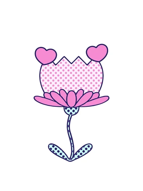 Spinning hearts animation of comic book cartoon of a flower Stock Footage 324179340