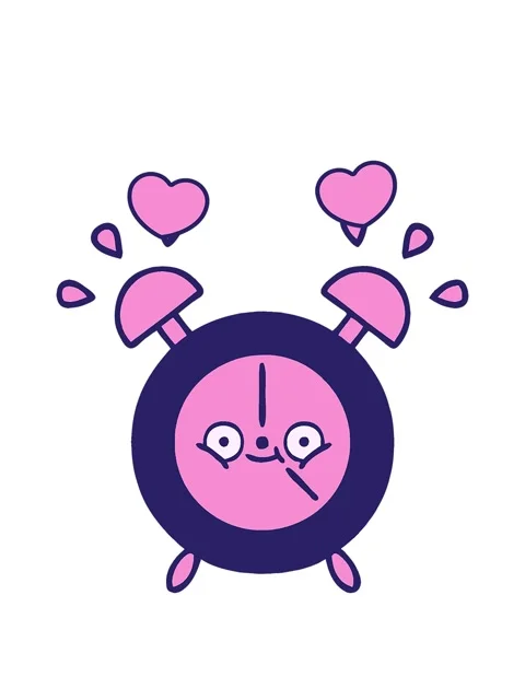 Spinning hearts animation of a comic book style cartoon of a alarm clock Video stock 324272941