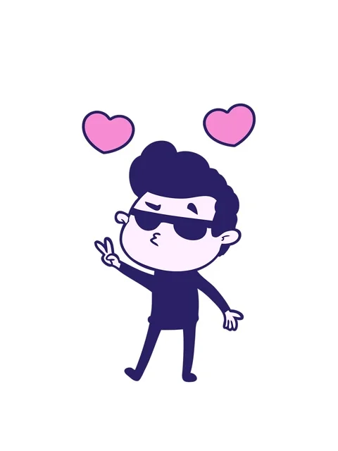 Spinning hearts animation of cool guy cartoon Stock Footage 324138992