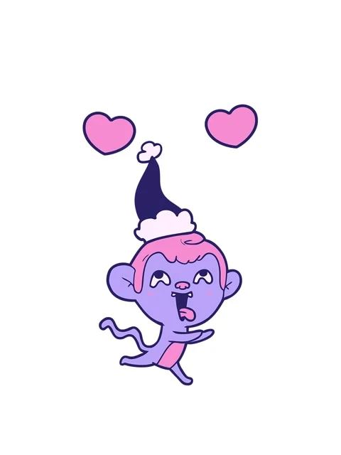 Spinning hearts animation of crazy hand drawn line drawing of a monkey runn.. Stock Footage 324239620