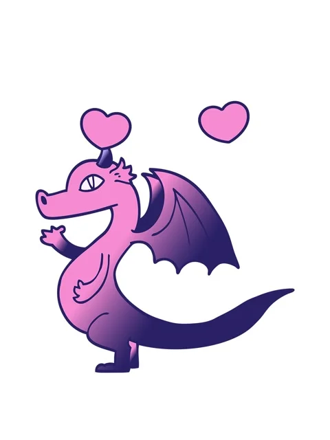 Spinning hearts animation of cute vector gradient illustration cartoon dragon Stock Footage 324126101
