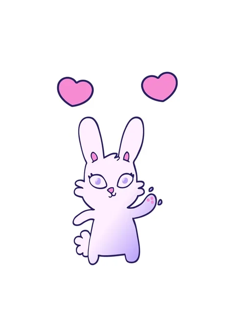 Spinning hearts animation of cute vector gradient illustration cartoon rabb.. Stock Footage 324239490