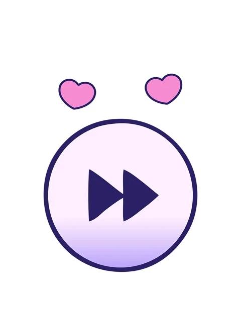 Spinning hearts animation of gradient shaded cartoon of a fast forward button Video stock 324200162