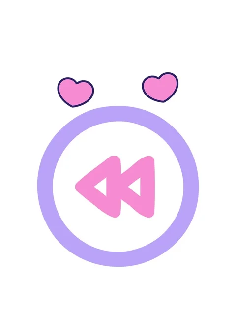 Spinning hearts animation of rewind button symbol icon Video stock 324124034