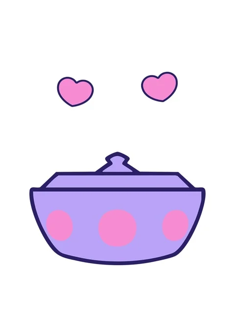 Spinning hearts animation of a traditional pattern japanese ceramic cooking.. Stock Footage 324352842