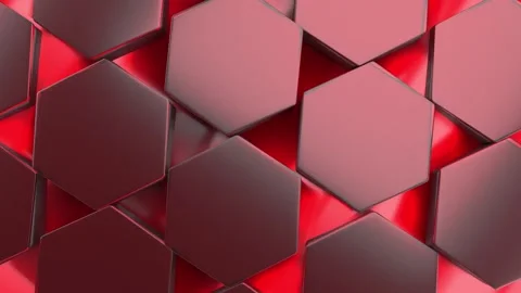 Spinning Hexagon Red Background Seamless Loop. Stock Footage 207469435