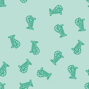 Spinning jenny industry line vector seamless pattern Stock Illustration
