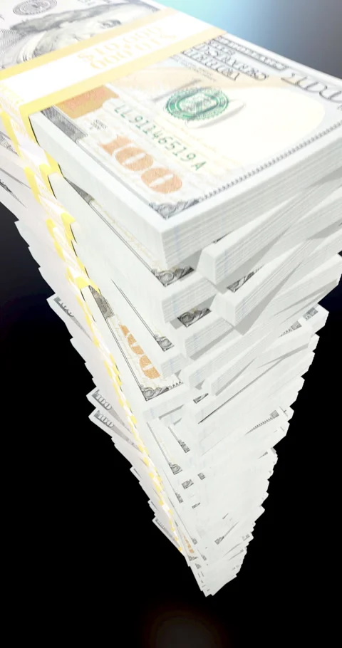 Spinning Journey Up A Stack of One Million Dollars In One Hundred Dollar Bills Stock Footage 286247116