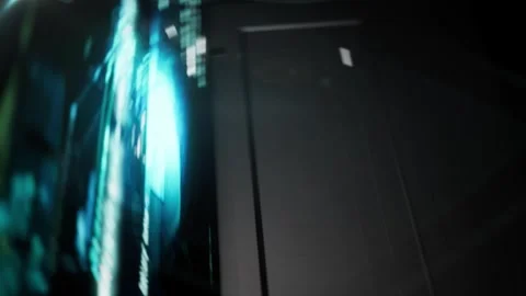 Spinning laptop with programming code on screen frame. Modern rotating digit Stock Footage 249969162