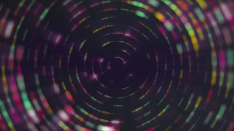 Spinning light circles bright rainbow 4K Stock Footage 254099751