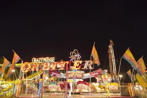 Spinning lights at the fair Stock Footage 89421748