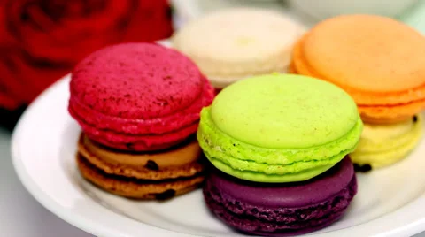Spinning macaron on the plate 2 HD Stock-Footage 36567130