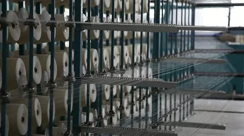 Spinning  machine collect cotton threads Stock Footage 11887487