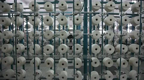 Spinning  machine collect cotton threads Stock Footage 11887492