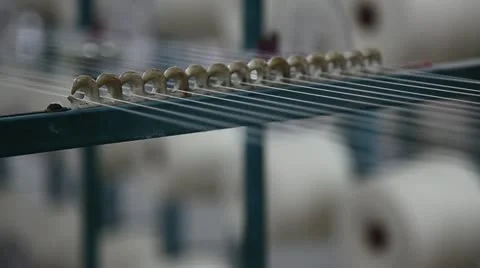 Spinning  machine collect cotton threads Stock Footage 11887531