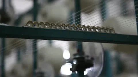 Spinning  machine collect cotton threads Stock Footage 11887562