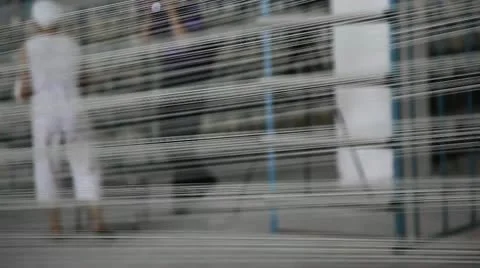 Spinning  machine collect cotton threads Stock Footage 11887854