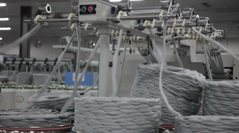 Spinning  machine collect cotton threads Stock Footage 32401878