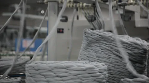 Spinning  machine collect cotton threads Stock Footage 32401999