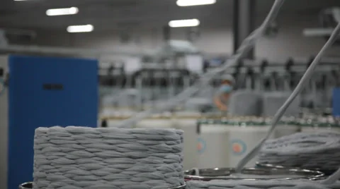 Spinning  machine collect cotton threads Stock Footage 32402031