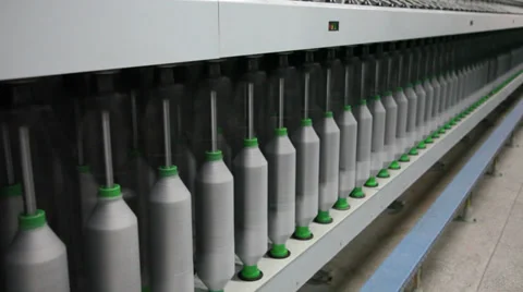 Spinning  machine collect cotton threads Stock Footage 32402419