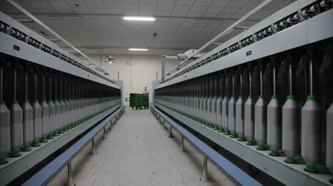Spinning  machine collect cotton threads Stock Footage 32402607