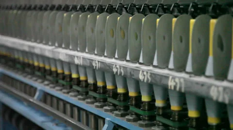 Spinning  machine collect cotton threads Stock Footage 32402679