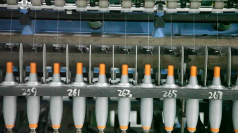 Spinning  machine collect cotton threads Stock Footage 32402757