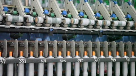 Spinning  machine collect cotton threads Stock Footage 32404484