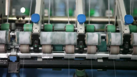 Spinning  machine collect cotton threads Stock Footage 32404744
