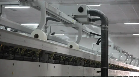 Spinning  machine collect cotton threads Stock Footage 32404968