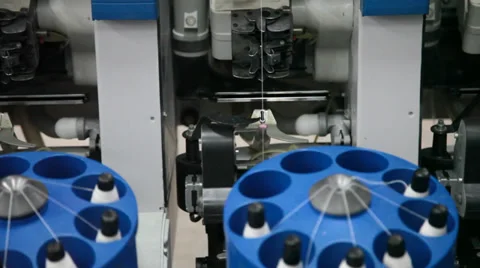 Spinning  machine collect cotton threads Stock Footage 32405415