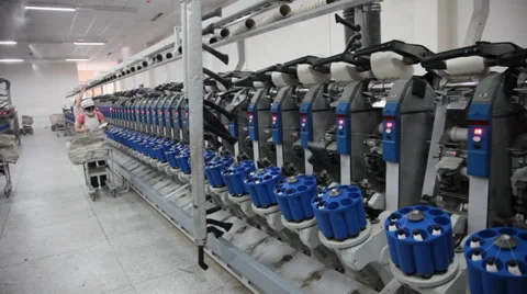 Spinning  machine collect cotton threads Stock Footage 32405428
