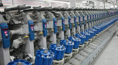 Spinning  machine collect cotton threads Stock Footage 32405463