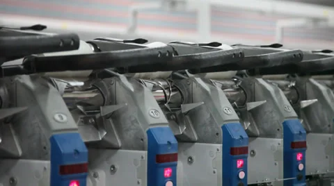 Spinning  machine collect cotton threads Stock Footage 32405484