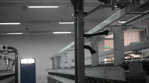 Spinning  machine collect cotton threads Stock Footage 32405509