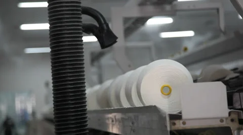 Spinning  machine collect cotton threads Stock Footage 32408789